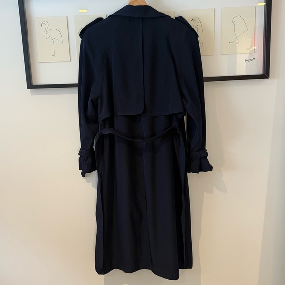 Utex Double Breasted Full Length Navy Trench Coat - Picture 2 of 6